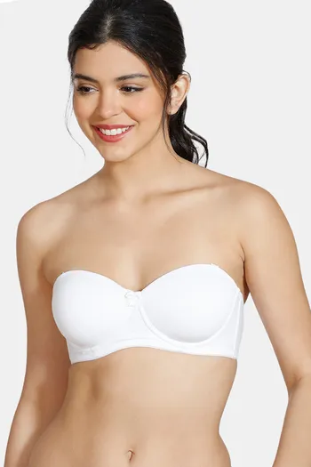 Zivame Padded Wired 3/4th Coverage Strapless Bra - Snow White