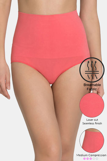 Buy Zivame Tummy Control Midwaist Hipster Panty - Coral at Rs.846 online