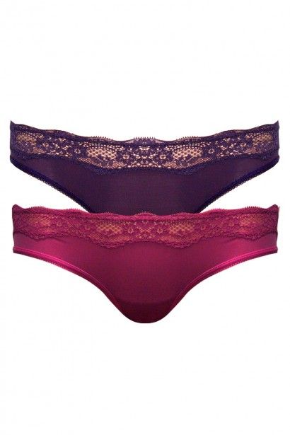 Amante Stretch Lace Bikini Brief Pack of 2