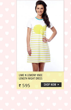 Coucou Lime N Lemony Knee Length Night Dress.