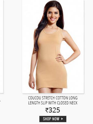 Coucou Stretch Cotton Long Length Slip With Closed Neck.