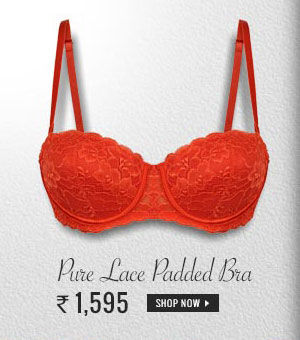 Amante Pure Lace Lightly Padded Bra With Silicon Re-inforcement.