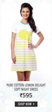 Coucou Pure Cotton Lemon Delight Soft Night Dress.