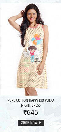 Coucou Pure Cotton Happy Kid Polka Night Dress.