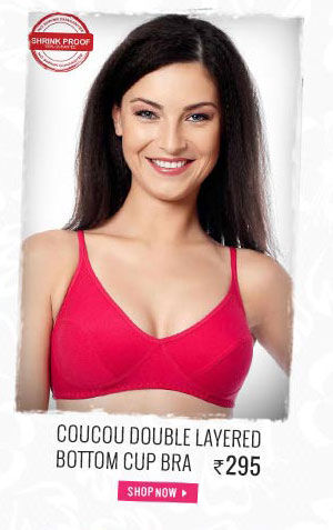 Coucou Double Layered Bottom Cup Pink Bra With Bottom Lift Panel.