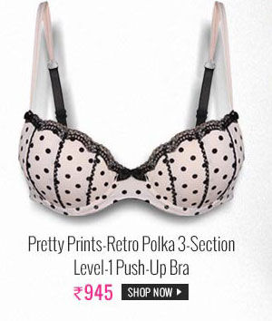 Penny Pretty Prints-Retro Polka 3-Section Level-1 Push-Up Bra.