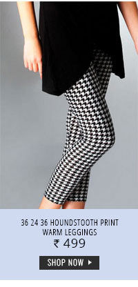 36 24 36 Houndstooth Print Warm Leggings.