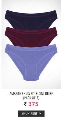 Amante Snug Fit Bikini Brief (Pack of 3)