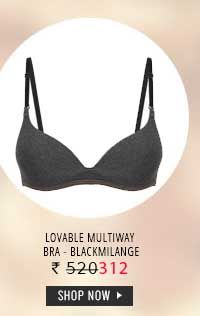 Lovable Moulded Multiway Clear Strap Bra - BlackMilange