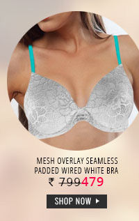 Lovable Mesh Overlay Seamless Padded Wired White Bra