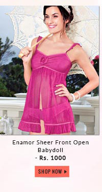 Enamor Sheer Front Open Babydoll - ParisPolka Print