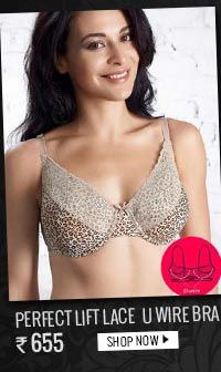 Penny Perfect Lift Lace Overlay Leopard Print Bra With U Wire.