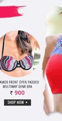 Enamor Front Open Padded Multiway Demi Bra.