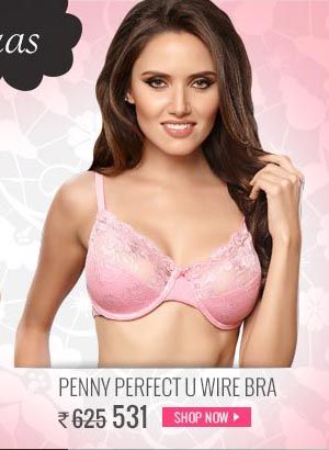 Penny Perfect Lift Cotton Lined Cup U Wire Bra in Pink