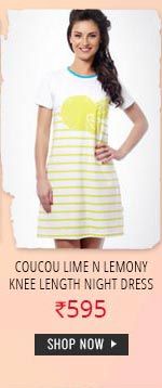 Coucou Lime N Lemony Knee Length Night Dress