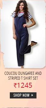Coucou Slumber Ready Dungaree and Striped T Shirt Set