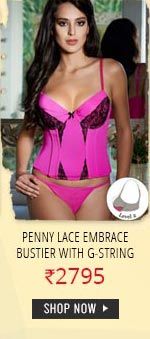 Penny Lace Embrace Bustier With G-String - Lipstick Pink