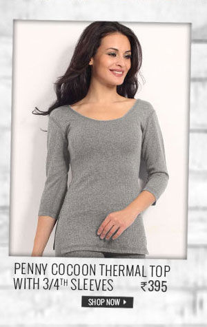 Penny Cocoon Grey Thermal Top With Three-Fourth Sleeves