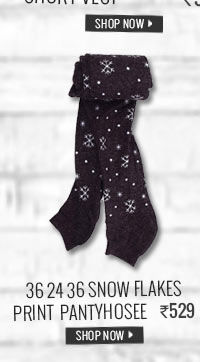 36 24 36 Snow Flakes Print Warm 80 Denier Woollen Opaque Pantyhose