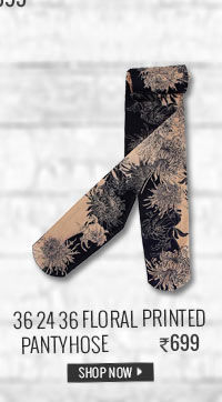 36 24 36 Floral Printed Seamless 40 Denier Opaque Pantyhose