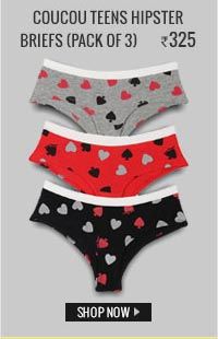 Coucou Teens Hearts And Spades Stretch Cotton Hipster Brief (Pack of 3)