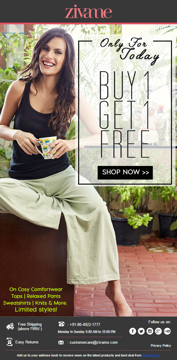 Buy 1 Get 1 FREE on select comfortwear!