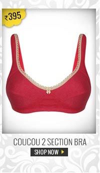 Coucou 2-Section Laminated Bottom Cup Bra With Wide Underband.