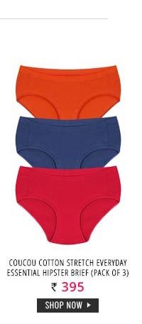 Coucou Cotton Stretch Everyday Essential Hipster Brief (Pack of 3).