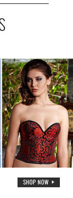 Penny Classic Satin Jacquard Bustier with Soft Padding - Red.