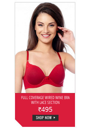 Coucou Comfort Cup Full Coverage Wired Wine Bra with Lace Section