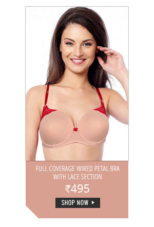 Coucou Comfort Cup Full Coverage Wired Petal Bra with Lace Section.