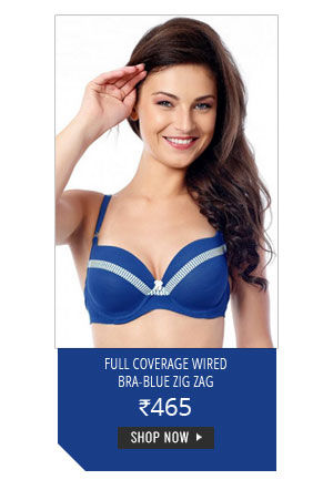 Coucou Comfort Cup Full Coverage Wired Bra-Blue Zig Zag