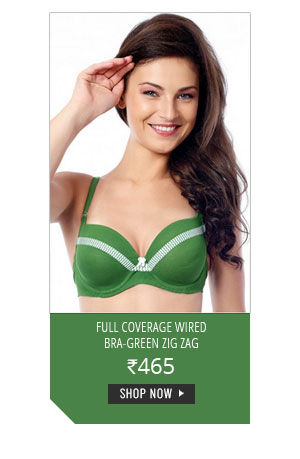 Coucou Comfort Cup Full Coverage Wired Bra-Green Zig Zag.