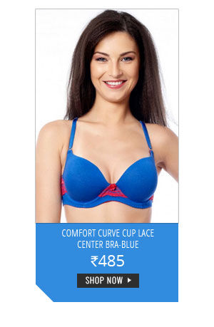 Coucou Comfort Curve Cup Lace Center Bra-Blue.