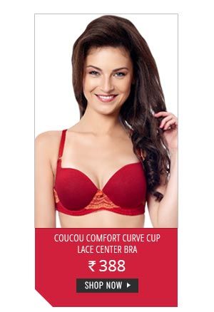 Coucou Comfort Curve Cup Lace Center Bra-Maroon.