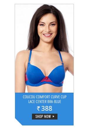 Coucou Comfort Curve Cup Lace Center Bra-Blue.