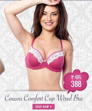 Coucou Comfort Cup Full Coverage Wired Rose Bra with Lace Overlay.