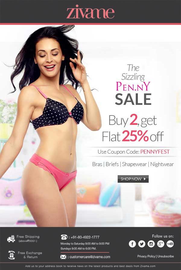 The Sizziling Penny Lingerie - Purchase 2 Get 25% Off on bill