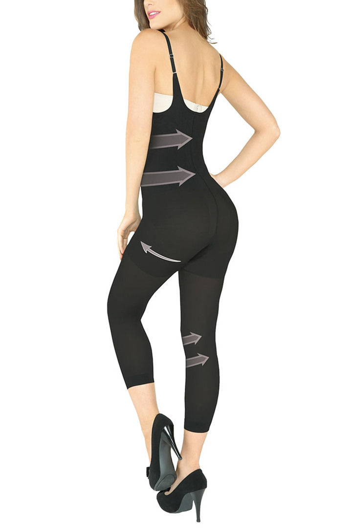 Zivame Seamless Medium Compression Knee Length Bodysuit- Black | Buy ...