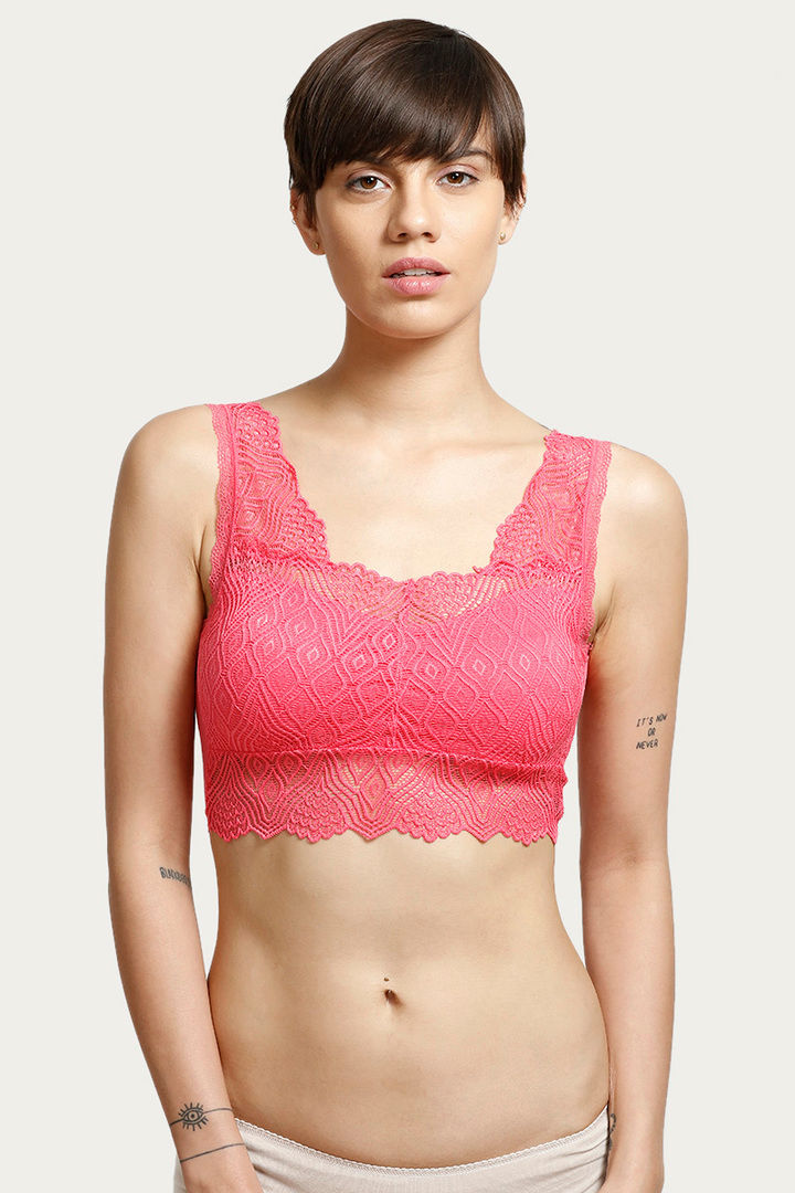 Zivame Made To Layer Double Layered Non Wired Medium Coverage Lace Bra