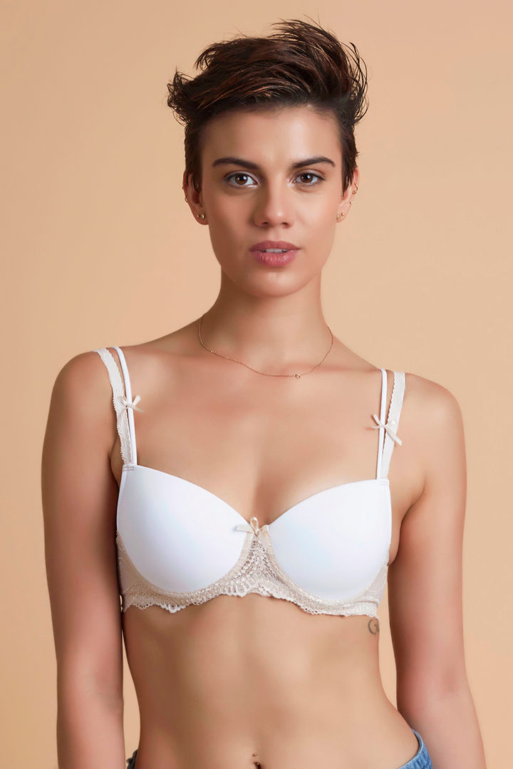 Zivame All That Lace Padded Wired Low Coverage T Shirt Bra