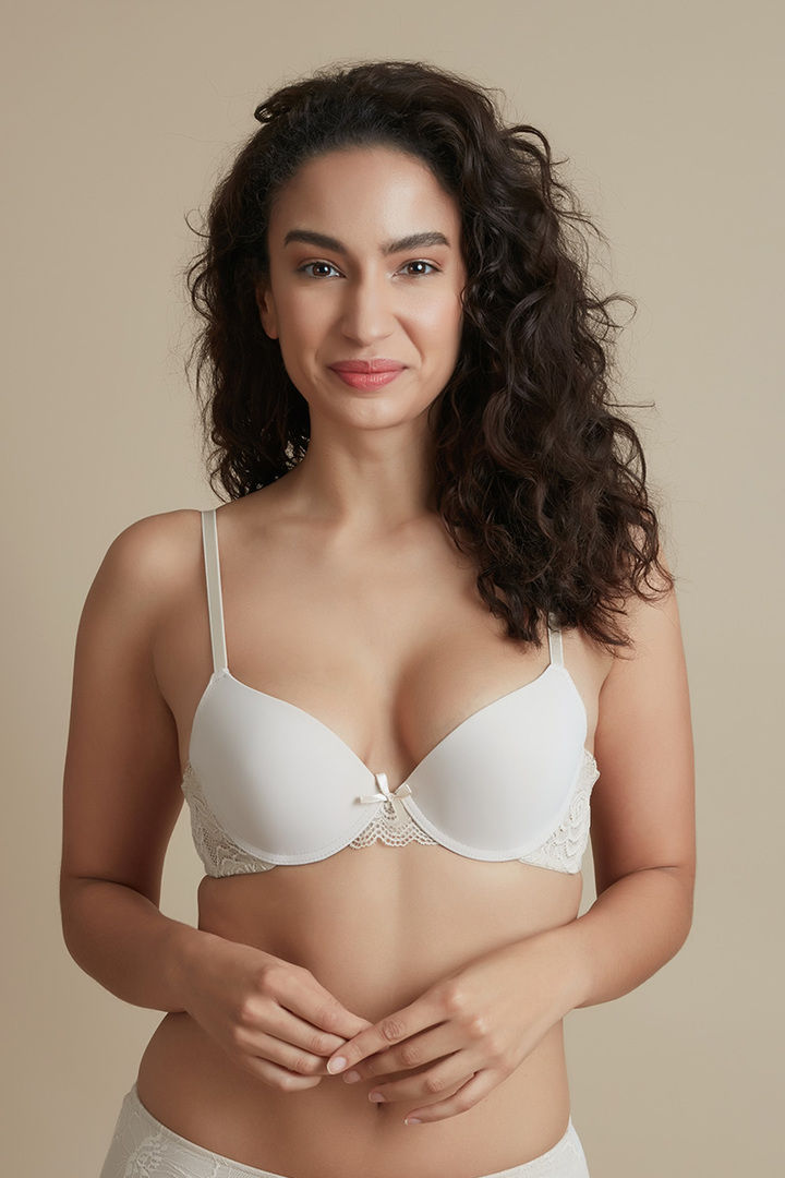Zivame Luxe Lace Push Up Wired Low Coverage T Shirt Bra