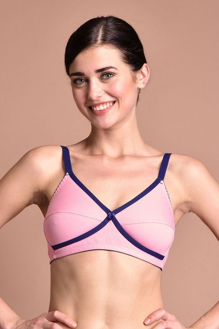 Rosaline Essentials Double Layered Non Wired Full Coverage Bra Baby Pink
