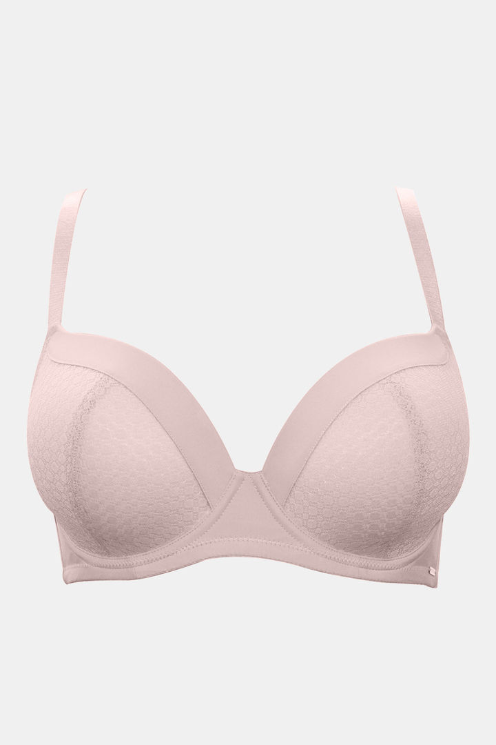 Parfait Regular Wired Plunge Neck With Soft Geometric Lace Padded Bra