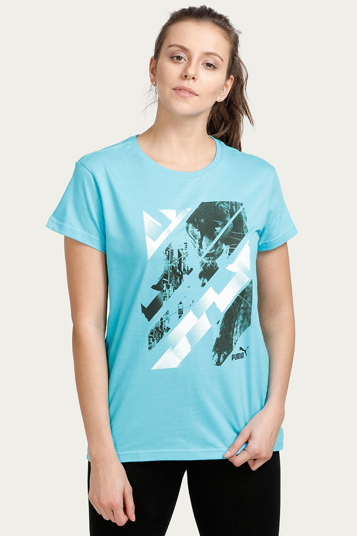 Puma Cat Photo Tee Blue Atoll