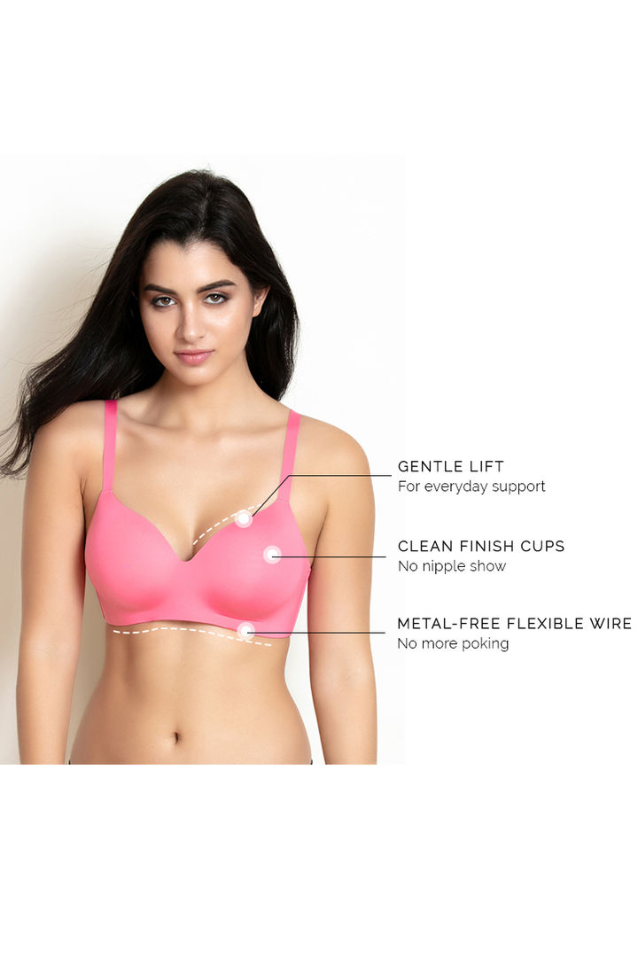 Zivame Wonder Wire Padded Non Wired 3 4th Coverage T Shirt Bra
