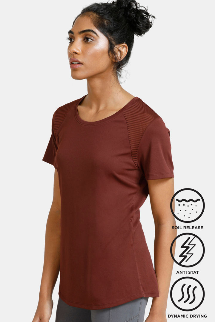 Zelocity Easy Movement Striped Mesh T Shirt