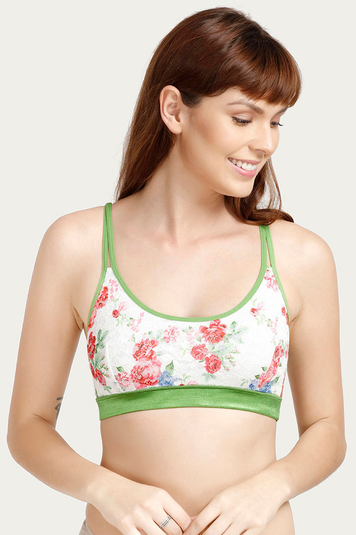 Zivame Floral Double Layered Non Wired Medium Coverage Bralette