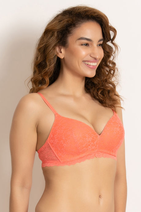 Zivame Padded Wirefree T Shirt Bra Coral, Pinks