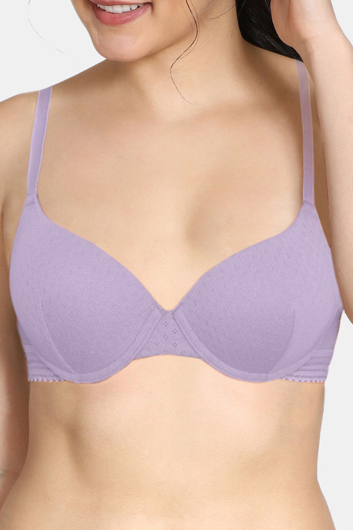 Zivame Pointelle Push Up Regualr Wired Medium Coverage Bra
